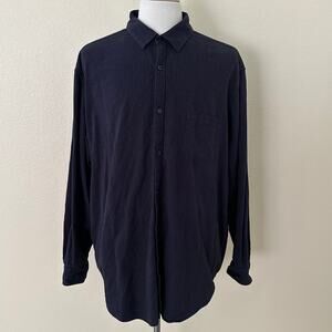 Claiborne Men Long Sleeve Navy Blue Pinstripe Button Front Shirt Size 2XLT